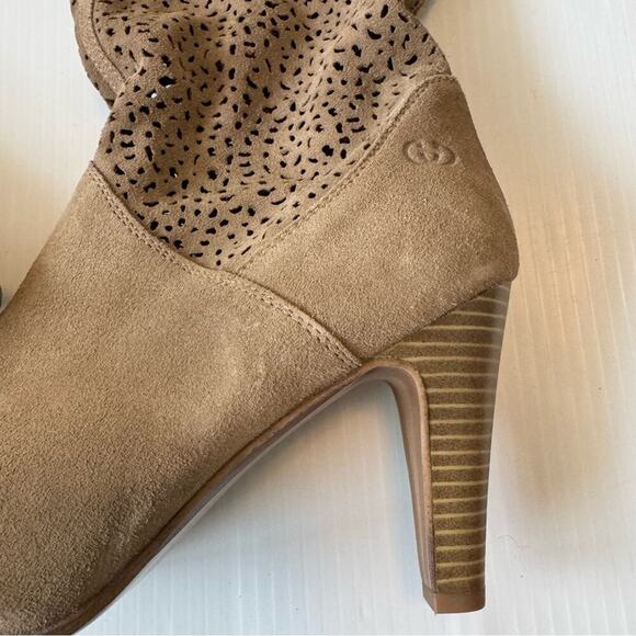 Gerry Weber stacked heeled boots tan suede real leather  size 41 EU - Picture 5 of 13